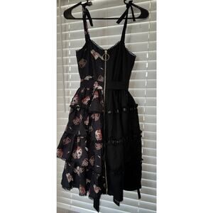 Gothic Lolita Black Dress Dress‎ Gothic Glam Irregular Hem XS Halloween Spooky